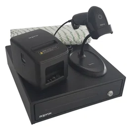 Approx appPOSPACK3380USB Kit TPV con Cajón Portamonedas, Impresora Térmica, Lector 1D y Rollos