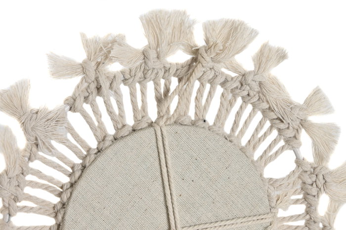 DKD Home Decor Set de 3 Espejos de Macramé y Cristal Blanco 20x20 cm