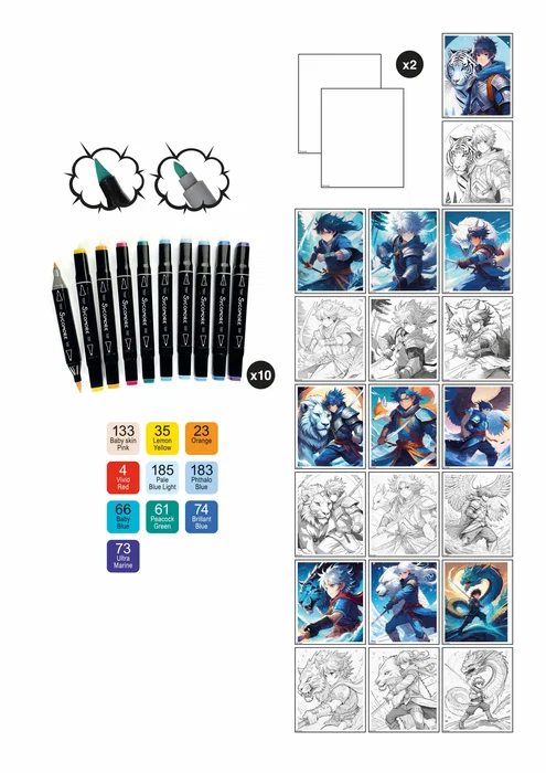 Sycomore SYC3517130013352 Kit creativo Diseño y marcadores Héroes guerreros A partir de 10 años