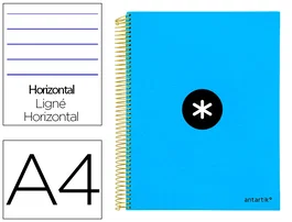 Antartik Cuaderno Espiral A4 Tapa Forrada 120 Hojas 90g Azul