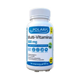 POLARIS Multivitaminas 500Mg 100 Comprimidos Apoyo Nutricional Energía Bienestar Sin Gluten Sin Lactosa