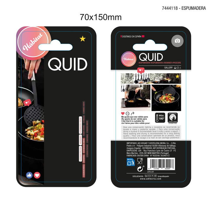 Espumadera Acero Inoxidable Habitat Quid 38x12x4 cm