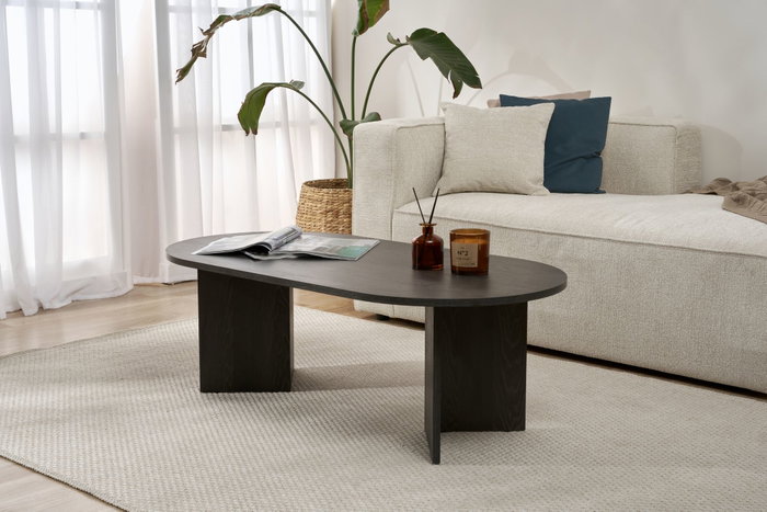 Nordure Lumiere Black Mesa de Café Negra Elegante y Funcional Tablero Melamina 119x60x40 cm