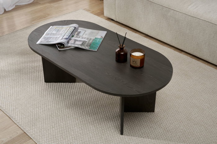 Nordure Lumiere Black Mesa de Café Negra Elegante y Funcional Tablero Melamina 119x60x40 cm