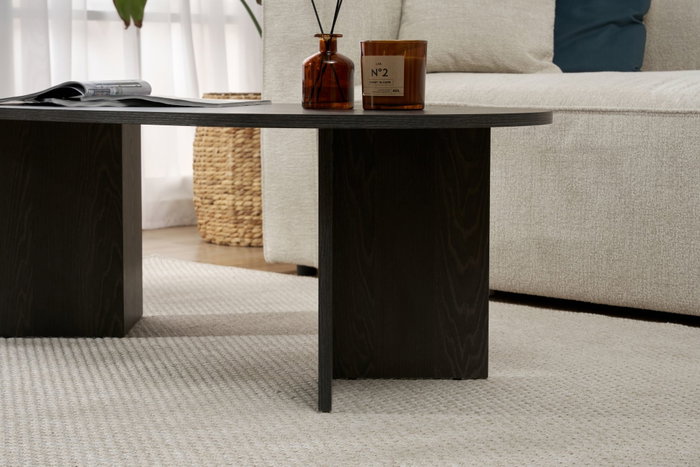 Nordure Lumiere Black Mesa de Café Negra Elegante y Funcional Tablero Melamina 119x60x40 cm