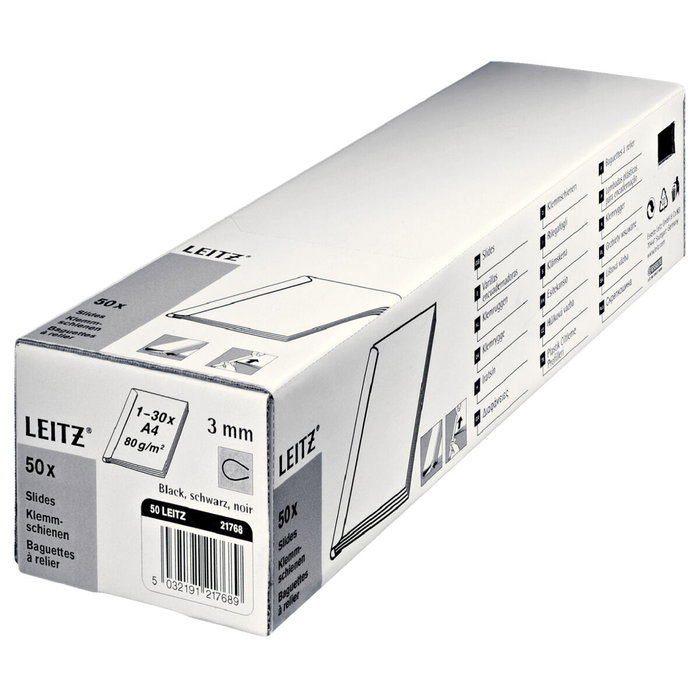 LEITZ Varilla para Dossiers A4 3mm Negro Caja de 50