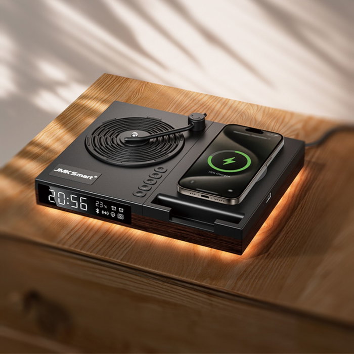 Kienzle Despertador Digital con Altavoz Bluetooth y Cargador Inalámbrico Negro