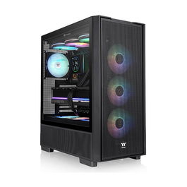 Thermaltake S380 TG ARGB - Torre Media ATX para PC Gaming, Cristal Templado, Color Negro, Factor de Forma ATX, EATX, micro-ATX, Mini-ITX, Gestión de Cables, 7 Ranuras, 2 Bahías 3.5"