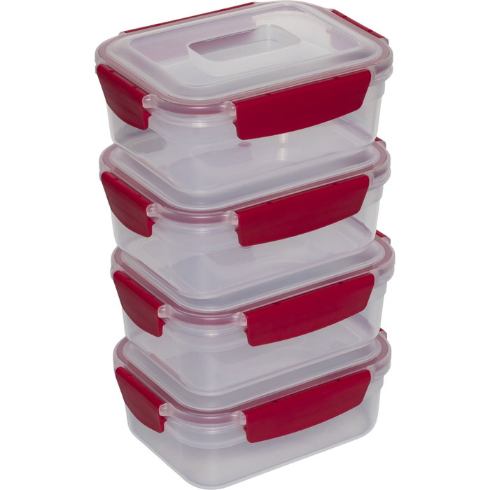 Joseph Joseph Nest Lock Juego de 4 recipientes para alimentos de 1,1L, Rojo
