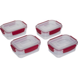 Joseph Joseph Nest Lock Juego de 4 recipientes para alimentos de 1,1L, Rojo