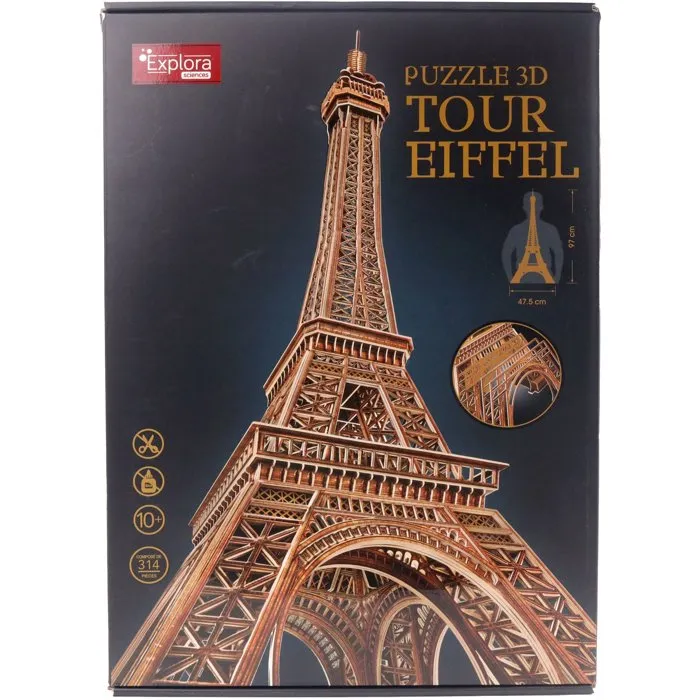 Explora Rompecabezas 3D Torre Eiffel Kit de Modelismo 314 Piezas Nivel 10 AABUX79006 - Para Mayores de 10 Años