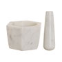 DKD Home Decor Mortero de Mármol Hexagonal Blanco Natural