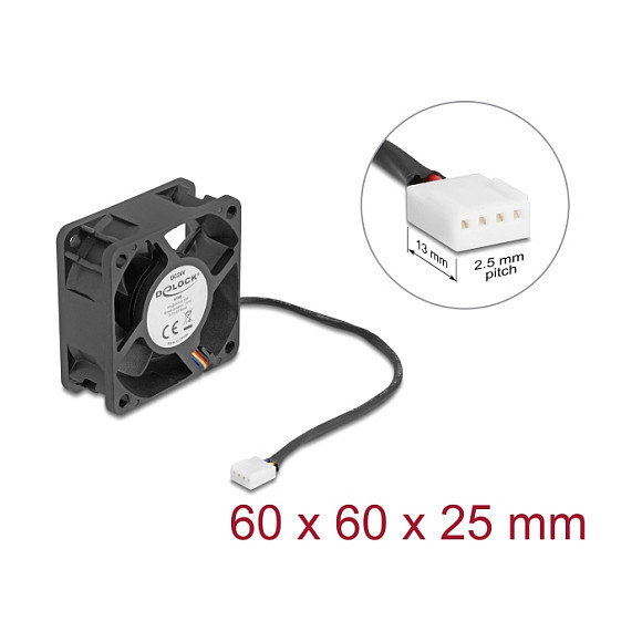 DeLOCK 67300 Ventilador Axial 24 V DC 60 x 60 x 25 mm Negro