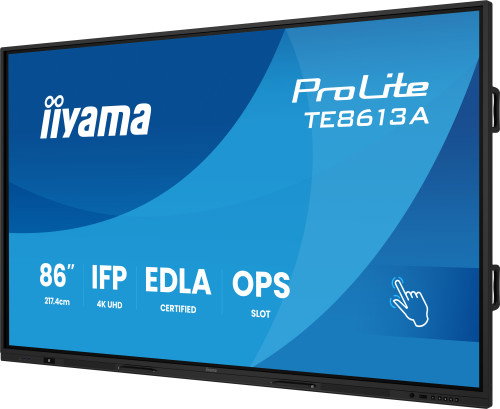 IIYAMA TE8613A-B2AG Pantalla táctil profesional de 86" 4K UHD con Android 14, 8 núcleos, 8GB RAM, 128GB, 40 toques, WiFi 6, Bluetooth 5.0, altavoces 60W