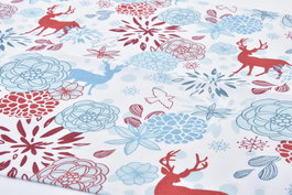 DKD Home Decor Camino Mesa Navidad Azul Celeste y Rojo 150 x 50 cm Algodón
