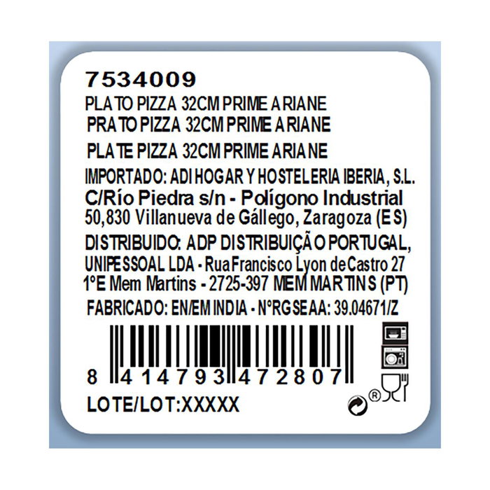 Plato Pizza Porcelana Prime Ariane 32 cm