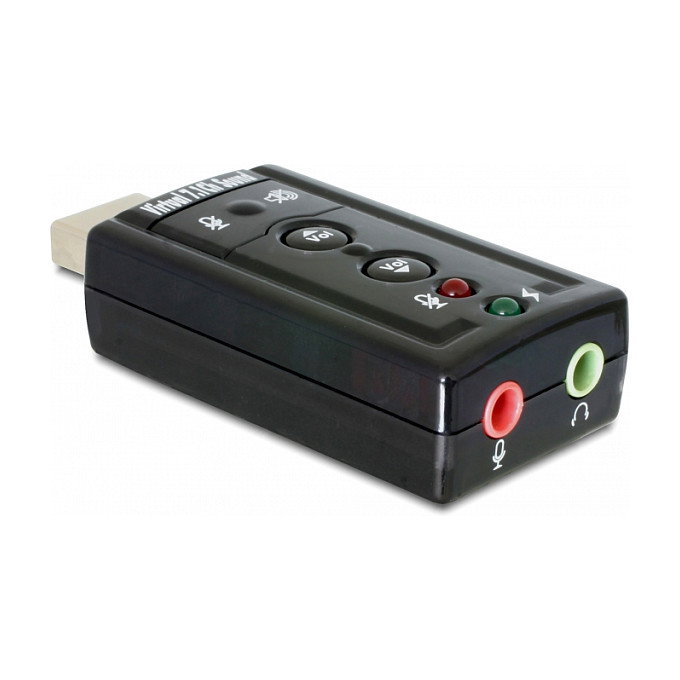 DeLOCK Adaptador de Sonido Externo USB 2.0 7.1 Virtual 24 Bit 96kHz para PC/Mac, Modelo 63926