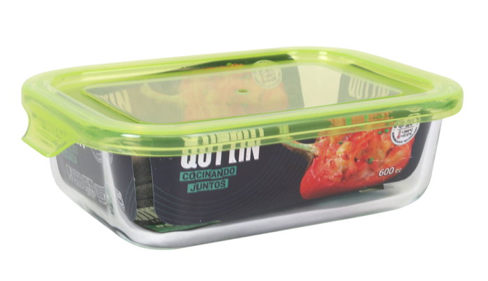 Quttin Fiambrera Rectangular con Tapa Verde (6 Unidades)