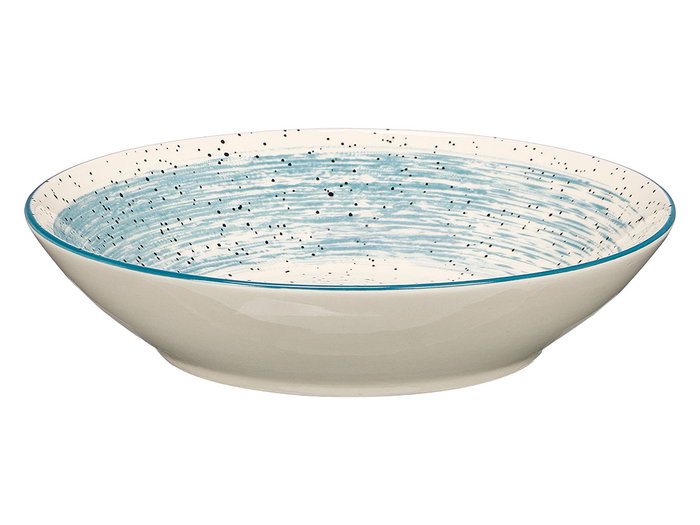 Vessia Plato Hondo Patinado Azul y Blanco, Cerámica (Porcelana), Diámetro 20.5 cm (Set de 36)
