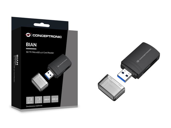Conceptronic Lector Tarjetas USB 3.0 BIAN06B SD SDHC SDXC Micro SD T-Flash Negro 5 Gbps 2 TB