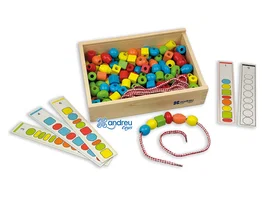 Andreutoys Juego de formas para ensartar con 10 cordones y 10 plantillas, caja de 150 unidades surtidas