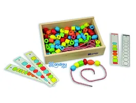 Andreutoys Juego para Ensartar Formas Didácticas, 150 Piezas Surtidas con 10 Cordones y 10 Plantillas