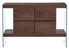 DKD Home Decor Buffet de Cristal y MDF Nogal Marrón