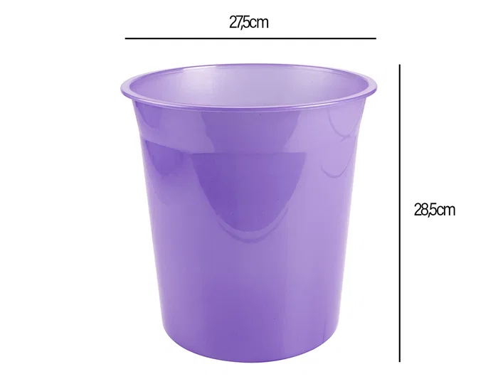 Liderpapel Papelera Plastico Lavanda Translucido 13 Litros 275x285 mm