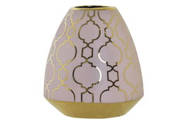 DKD Home Decor Jarrón de Porcelana Cromado Rosa y Dorado 16x16x18 cm