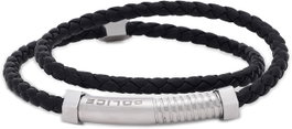Police Bolt Bracelet de cuero negro para hombre