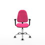 Silla de oficina Algarra con mecanismo Contacto permanente básico tapizada con Similpiel color Rosa. Equipada con Base cromada, Brazos 1D y Ruedas de parqué