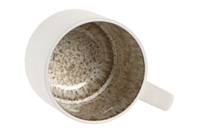 DKD Home Decor Taza Horeca Beige Blanco Gres Esmaltado 390ml Apto Microondas Lavavajillas (6 Unidades) 13x9x9 cm