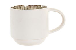 DKD Home Decor Taza Horeca Beige Blanco Gres Esmaltado 390ml Apto Microondas Lavavajillas (6 Unidades) 13x9x9 cm