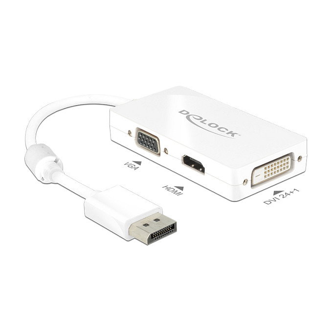 DeLOCK Adaptador DisplayPort a VGA, HDMI y DVI, Blanco DeLOCK Adaptador DisplayPort a VGA, HDMI y DVI, Blanco