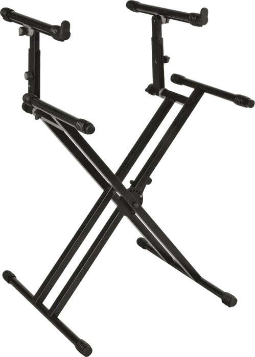 Quiklok Soporte Teclado QL742 Doble Perfil 2 Niveles Formato X Ajustable Altura Negro