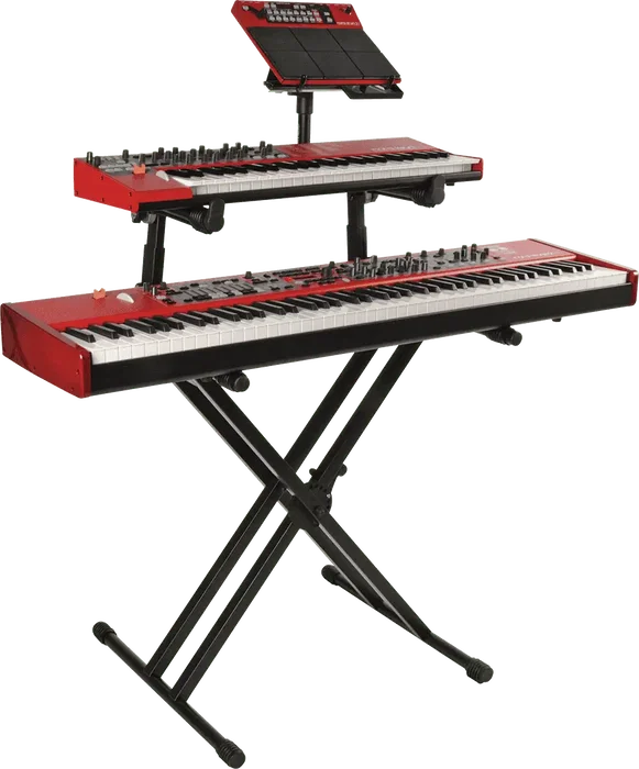 Quiklok Soporte Teclado QL742 Doble Perfil 2 Niveles Formato X Ajustable Altura Negro