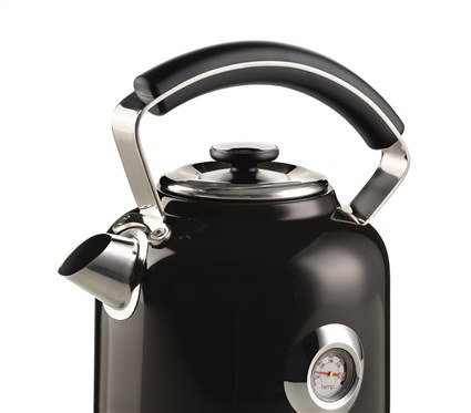 Ariete Hervidor Eléctrico 2854/02 Moderna, 1.7 Litros, Acero Inoxidable, Negro con Termómetro Visible