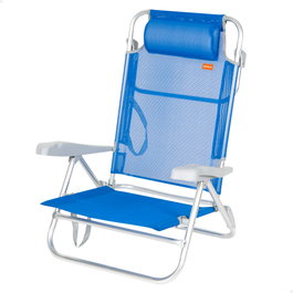 Aktive Silla de playa plegable y reclinable 8 posiciones azul con cojín y asas