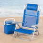 Aktive Silla de playa plegable y reclinable 8 posiciones azul con cojín y asas