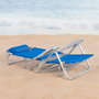 Aktive Silla de playa plegable y reclinable 8 posiciones azul con cojín y asas