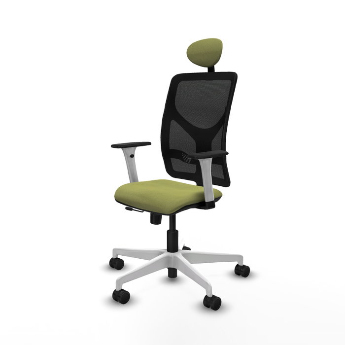 PIQUERAS Y CRESPO Silla de oficina Motilla con mecanismo Sincro/Traslack, Verde oliva y Negro