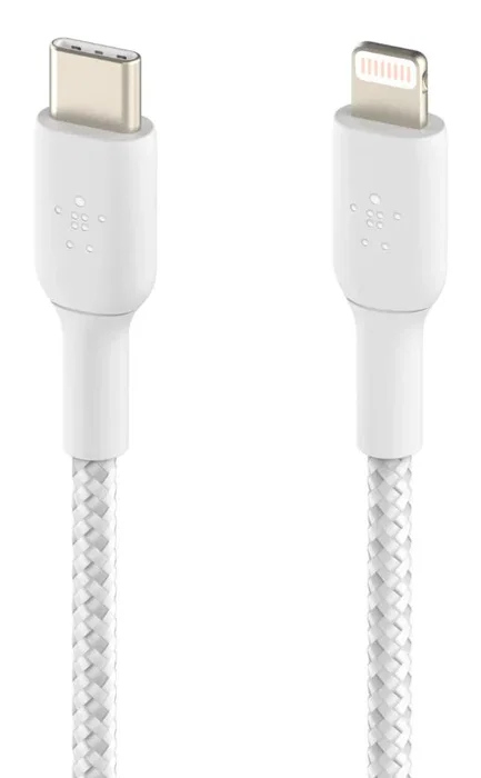 Belkin CAA004BT2MWH Cable de conector Lightning a USB-C, 2 metros, Blanco, Conectores rectos macho, Certificado MFi