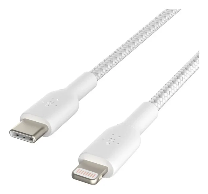 Belkin CAA004BT2MWH Cable de conector Lightning a USB-C, 2 metros, Blanco, Conectores rectos macho, Certificado MFi
