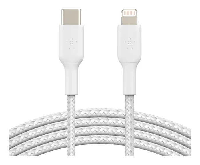 Belkin CAA004BT2MWH Cable de conector Lightning a USB-C, 2 metros, Blanco, Conectores rectos macho, Certificado MFi