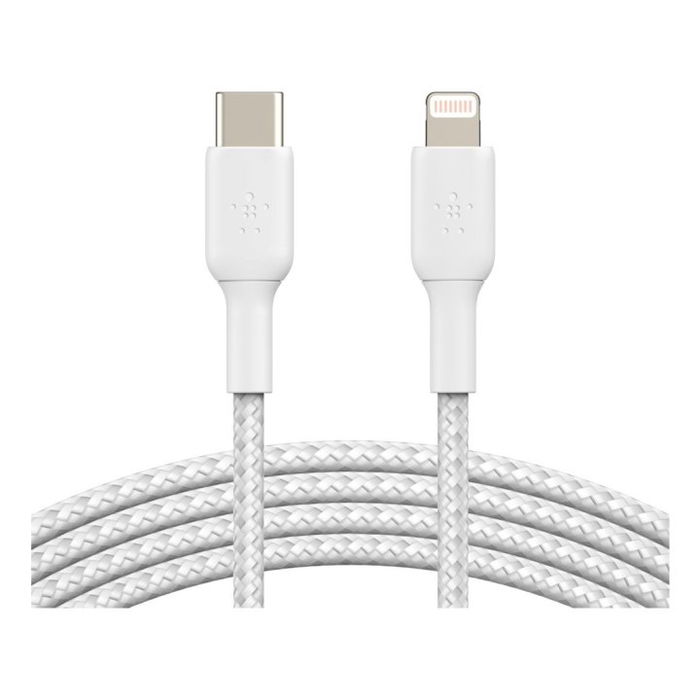 Belkin Cable USB-C a Lightning MFi CAA004BT2MWH 2m Trenzado - Blanco - Compatible con iPhone, iPad Belkin Cable USB-C a Lightning MFi CAA004BT2MWH 2m Trenzado - Blanco - Compatible con iPhone, iPad