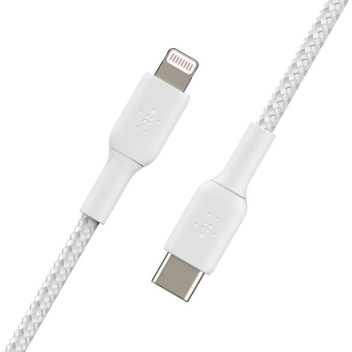 Belkin Cable USB-C a Lightning MFi CAA004BT2MWH 2m Trenzado - Blanco - Compatible con iPhone, iPad Belkin Cable USB-C a Lightning MFi CAA004BT2MWH 2m Trenzado - Blanco - Compatible con iPhone, iPad