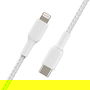 Belkin Cable USB-C a Lightning MFi CAA004BT2MWH 2m Trenzado - Blanco - Compatible con iPhone, iPad