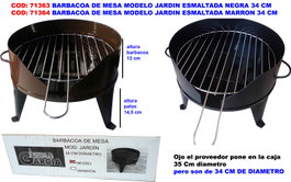 Finstock Barbacoa de Mesa Modelo Jardín Esmaltada Marrón 34 cm