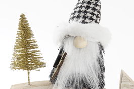 DKD Home Decor Figura Navidad Moderna Negro Blanco Poliester MDF 6 x 19 x 18 cm (2 Unidades)