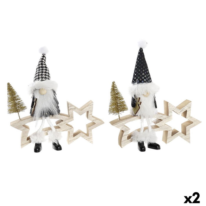 DKD Home Decor Figuras de Estrella y Gnomo, Set de 2 Unidades, Colores Negro, Blanco y Natural